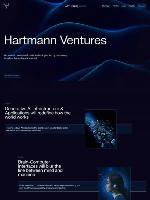 Главная Hartmann Capital, тематика — Финансы, цвета — Белый, Черный, стиль — Корпоративный, Минимализм, типографика — Без засечек