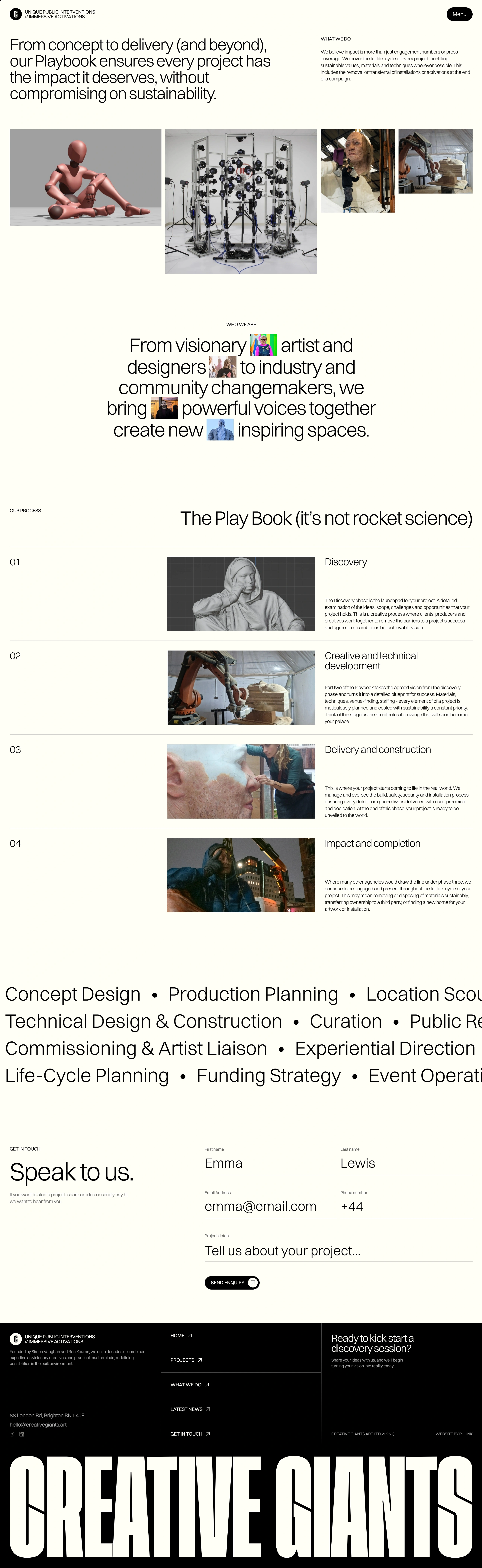 Creative Giants Лендинг Creative Giants, тематика — Искусство, цвета — Белый, Черный, Серый, стиль — Минимализм, типографика — Без засечек, Декоративные