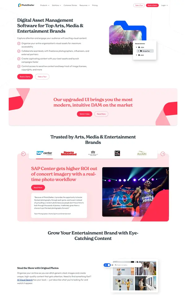 Продукт PhotoShelter, тематика — Медиа, Развлечения, цвета — Белый, стиль — Корпоративный, типографика — Без засечек