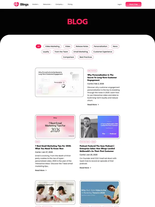 Блог Blings, тематика — SaaS, цвета — Белый, Черный, Серый, стиль — Корпоративный, Минимализм, типографика — Без засечек