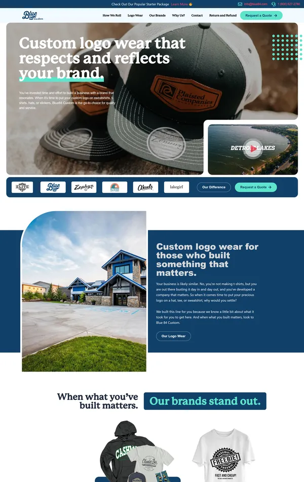 Главная Blue 84 Custom, тематика — Одежда, цвета — Белый, Черный, Серый, стиль — Корпоративный, типографика — Без засечек