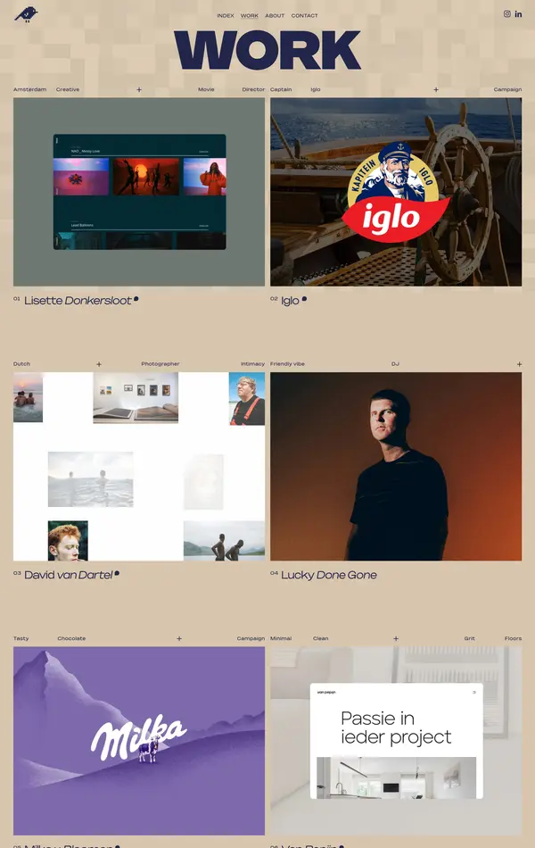 Главная Mees Verberne, тематика — Агентство , цвета — Белый, Черный, Серый, стиль — Корпоративный, типографика — Без засечек