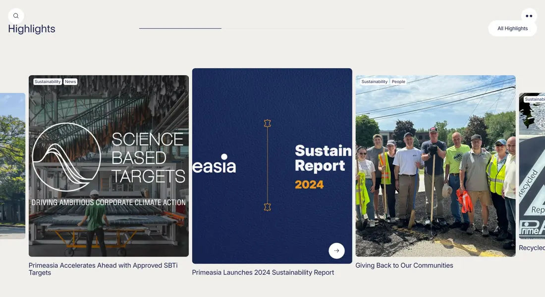 Секция «Новости» с сайта https://www.primeasialeather.com/, тематика — Производство, цвета — Белый, Черный, Серый, стиль — Корпоративный, типографика — Без засечек