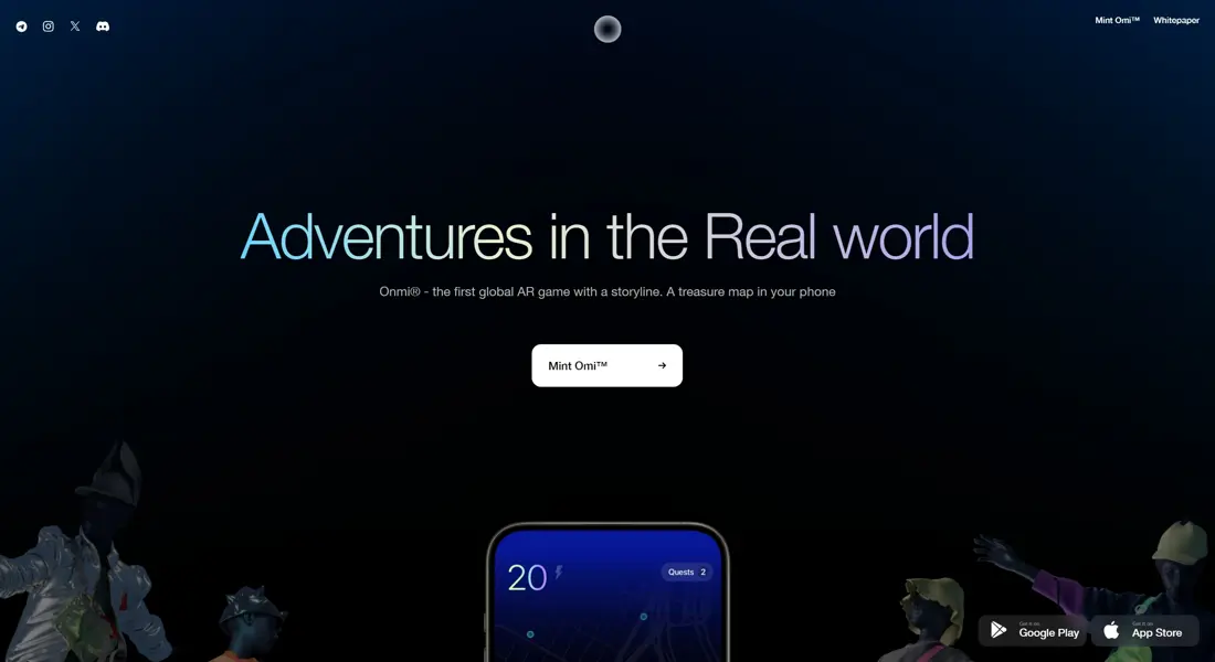 Секция «Первый экран» с сайта https://onmi.io/, тематика — Крипто  и блокчейн, цвета — Черный, стиль — Фестивальный, Минимализм, типографика — Без засечек