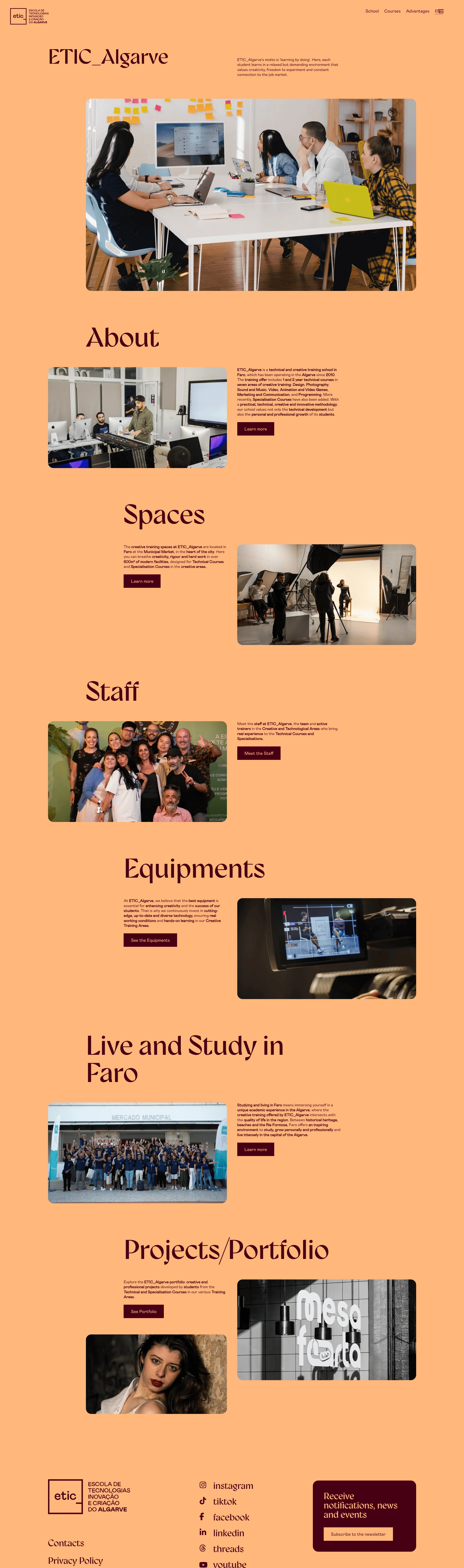ETIC Algarve Страница о компании ETIC Algarve, тематика — Образование, цвета — Серый, Желтый, стиль — Корпоративный, Минимализм, типографика — Без засечек