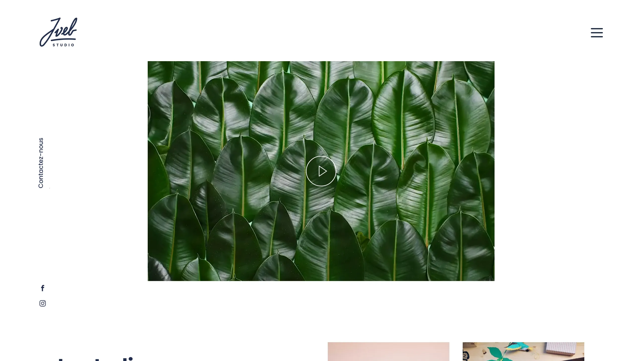 JVEB Studio Секция «Первый экран» с сайта https://www.jvebstudio.com/, тематика — Дизайн, цвета — Белый, Черный, стиль — Минимализм, типографика — Без засечек