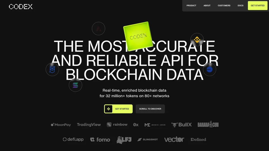 Секция «Первый экран» с сайта https://www.codex.io/, тематика — Крипто  и блокчейн, цвета — Черный, стиль — Типографика, Брутализм, типографика — Без засечек