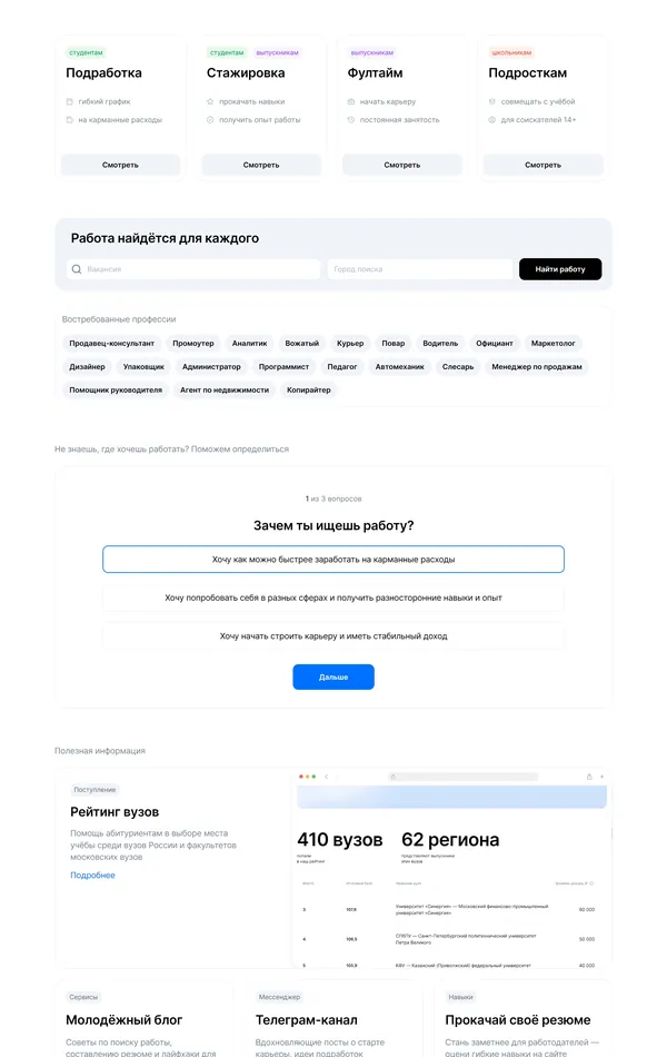 Многостраничный сайт hh.ru, тематика — HR, цвета — Белый, стиль — Минимализм, типографика — Без засечек