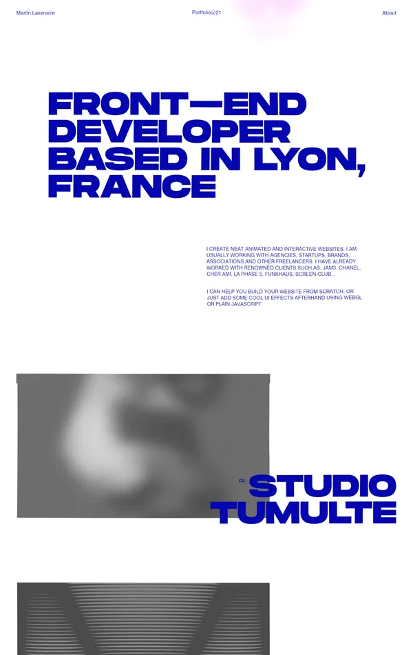 Портфолио Martin Laxenaire, тематика — Дизайн, цвета — Белый, Серый, стиль — Фестивальный, Минимализм, Брутализм, типографика — Без засечек