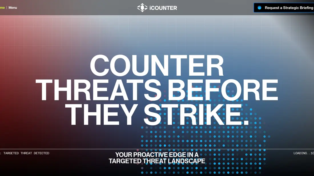 Секция «Первый экран» с сайта https://www.icounter.com/, тематика — IT и программное обеспечение, цвета — Черный, Серый, стиль — Корпоративный, Типографика, типографика — Без засечек