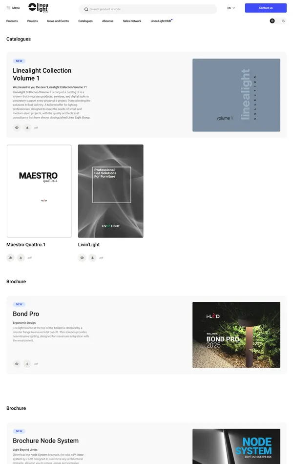 Каталог Linea Light, тематика — Производство, цвета — Белый, Серый, стиль — Корпоративный, Минимализм, типографика — Без засечек