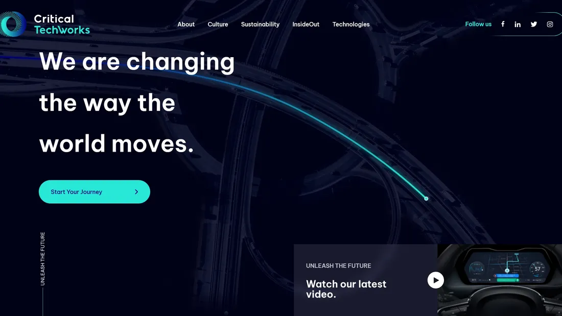Секция «Первый экран» с сайта https://www.criticaltechworks.com/, тематика — IT и программное обеспечение, цвета — Черный, стиль — Корпоративный, Фестивальный, типографика — Без засечек