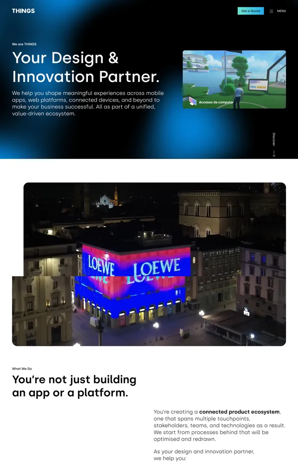 Главная THINGS, тематика — Дизайн, цвета — Белый, Черный, стиль — Корпоративный, типографика — Без засечек