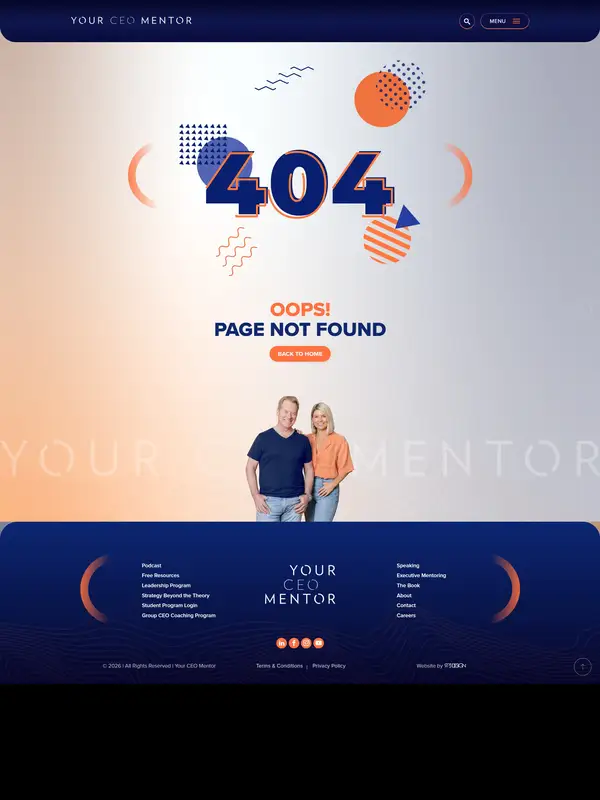 404-страница Your CEO Mentor, тематика — Бизнес и профессиональные услуги, цвета — Белый, Черный, стиль — Корпоративный, типографика — Без засечек, Декоративные