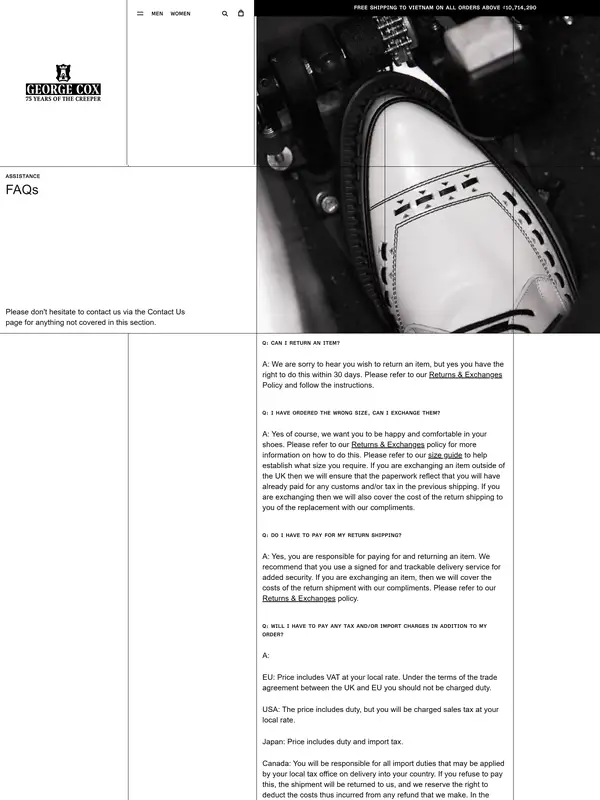 База знаний George Cox, тематика — Одежда, цвета — Белый, Черный, стиль — Минимализм, типографика — Без засечек