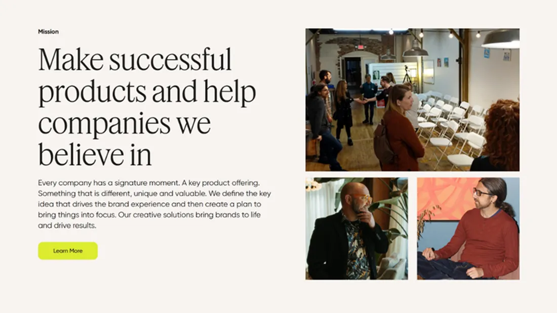 Секция «О компании» с сайта https://designups.com/, тематика — Агентство , цвета — Белый, Серый, стиль — Минимализм, Типографика, типографика — Без засечек