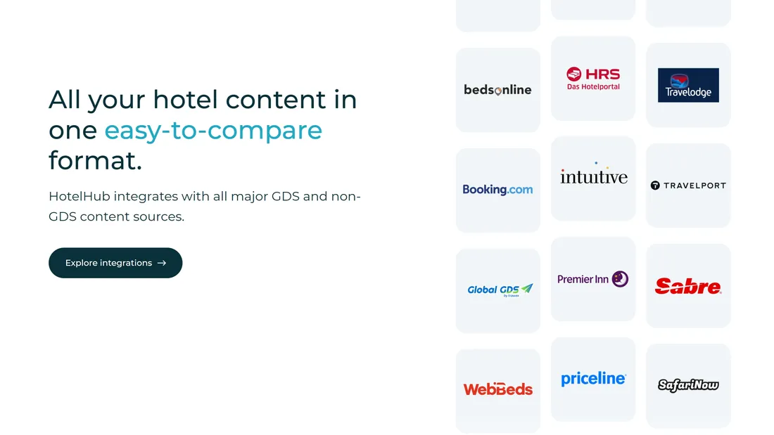 Секция «Партнеры» с сайта https://www.hotelhub.com/, тематика — Путешествия и туризм, цвета — Белый, стиль — Корпоративный, Минимализм, типографика — Без засечек