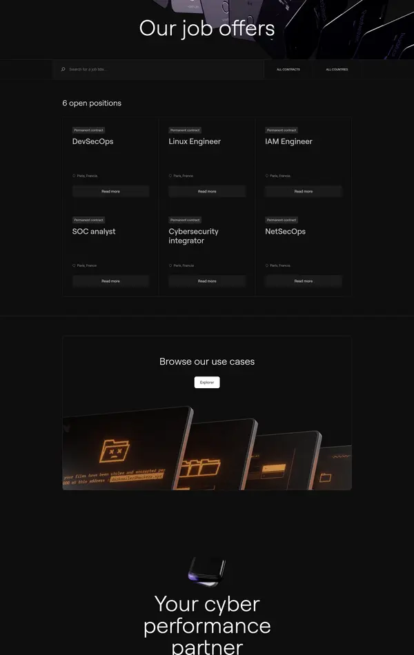 Страница карьеры Neverhack, тематика — IT и программное обеспечение, цвета — Черный, стиль — Корпоративный, Минимализм, типографика — Без засечек
