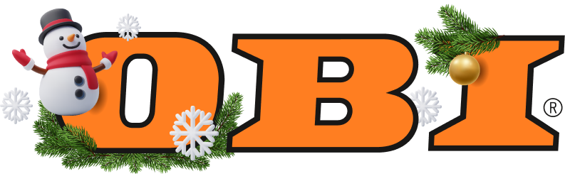 Буквенный логотип ОБИ, тематика — Розничная торговля, цвета — Черный, Оранжевый