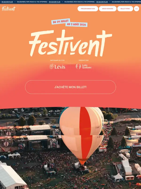 Лендинг Festivent, тематика — Мероприятия, цвета — Белый, Серый, Красный, стиль — Фестивальный, типографика — Без засечек, Декоративные