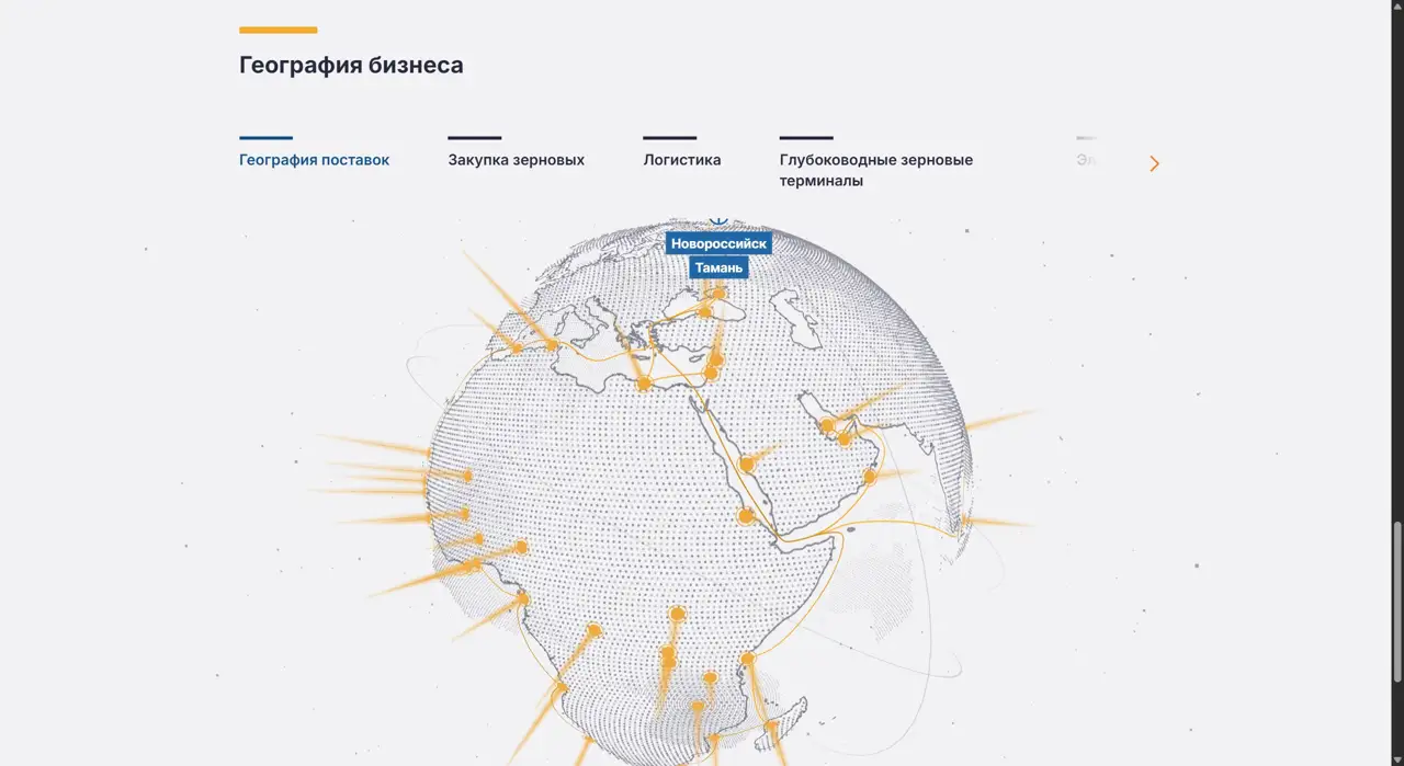 Секция «Карты» с сайта https://dholding.ru/, тематика — Бизнес и профессиональные услуги, Другое, цвета — Белый, стиль — Корпоративный, Минимализм, типографика — Без засечек