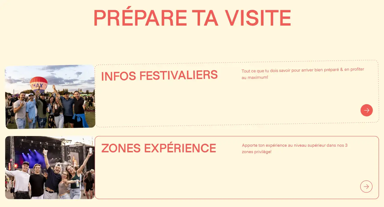 Секция «Товары» с сайта https://festivent.ca/, тематика — Мероприятия, цвета — Белый, стиль — Карточный, Фестивальный, типографика — Без засечек