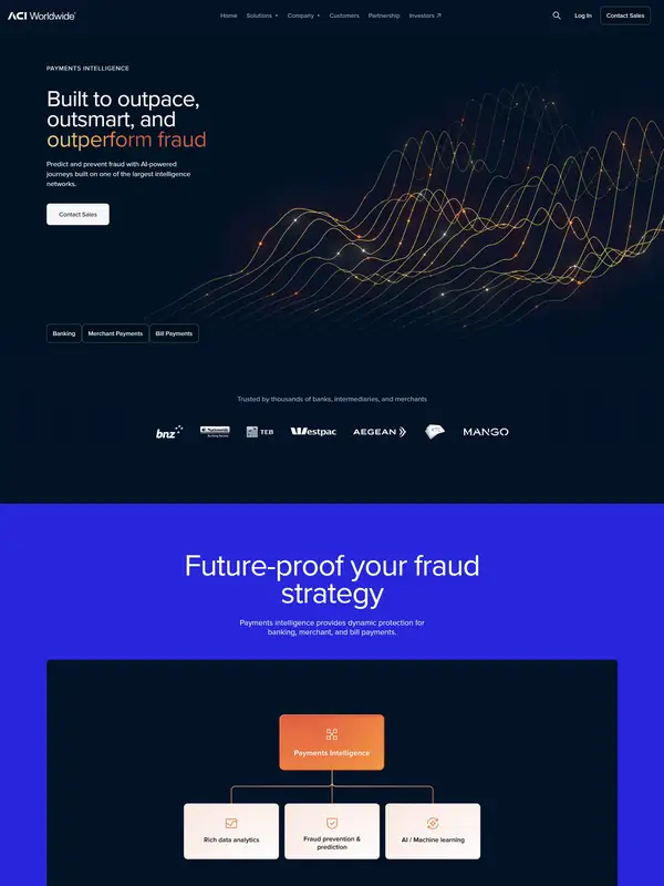 Многостраничный сайт ACI Worldwide, тематика — Другое, цвета — Белый, Черный, Синий, стиль — Корпоративный, Минимализм, типографика — Без засечек