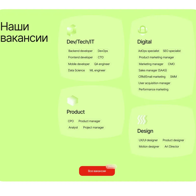 Секция «Товары» с сайта https://agency.digitalhr.ru/?ref=https://tilda.cc/ru/madeontilda/##, тематика — IT и программное обеспечение, цвета — Белый, Желтый, стиль — Корпоративный, Минимализм, типографика — Без засечек