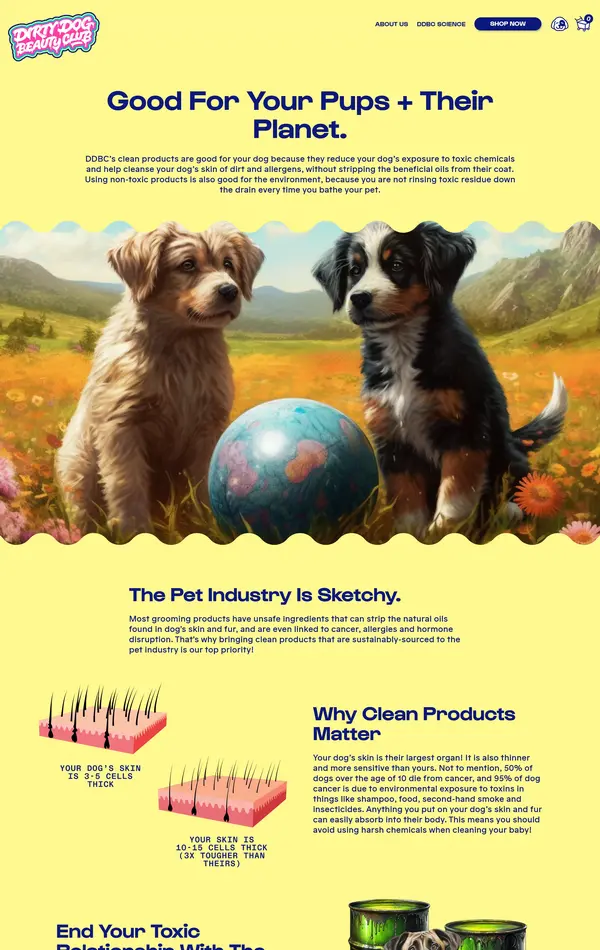 Страница о компании ThermoKonnect, тематика — Домашние животные, цвета — Серый, Желтый, стиль — Рисованный, Фестивальный, типографика — Без засечек, Декоративные