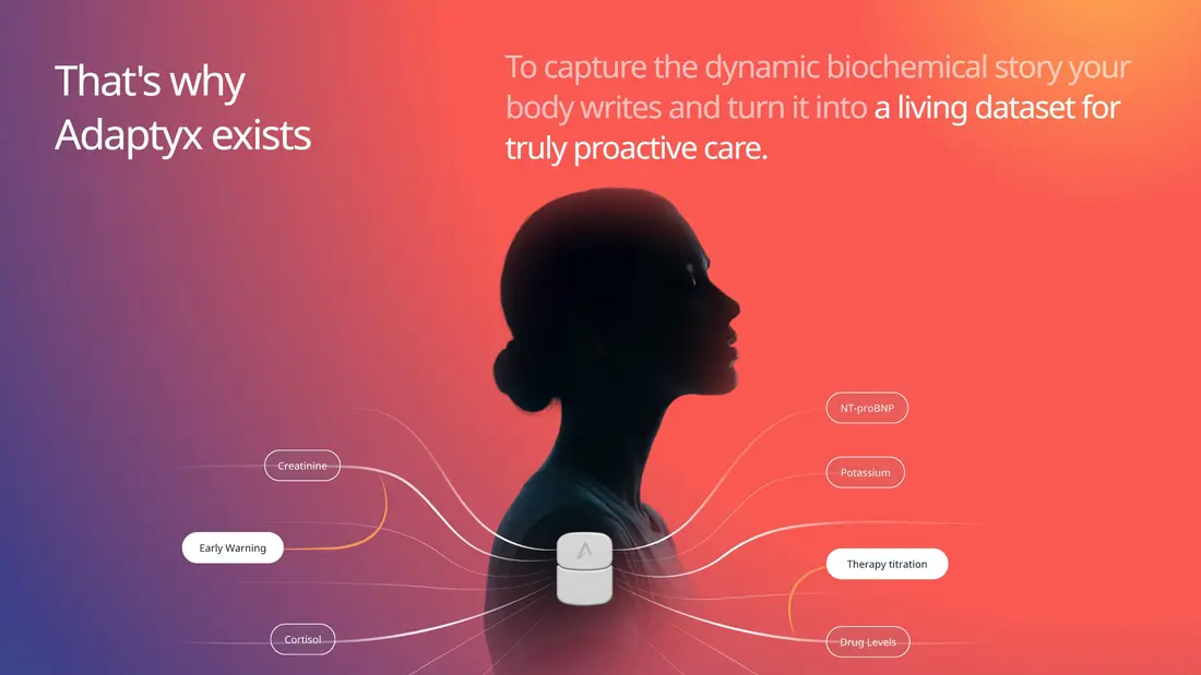 Секция «О продукте» с сайта https://adaptyx.bio/, тематика — Здоровье и фитнес, цвета — Серый, Красный, стиль — Корпоративный, Полигональный, типографика — Без засечек