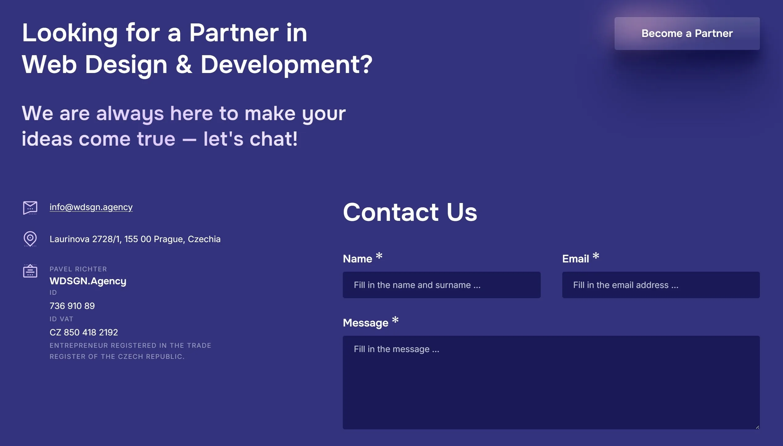 WDSGN.Agency Секция «Контакты» с сайта https://wdsgn.agency/, тематика — Агентство , цвета — Черный, Серый, стиль — Корпоративный, типографика — Без засечек