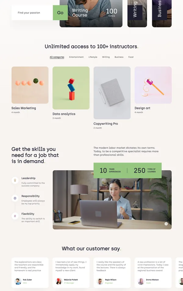 Главная Skillex, тематика — Образование, цвета — Белый, Серый, стиль — Корпоративный, Минимализм, типографика — Без засечек