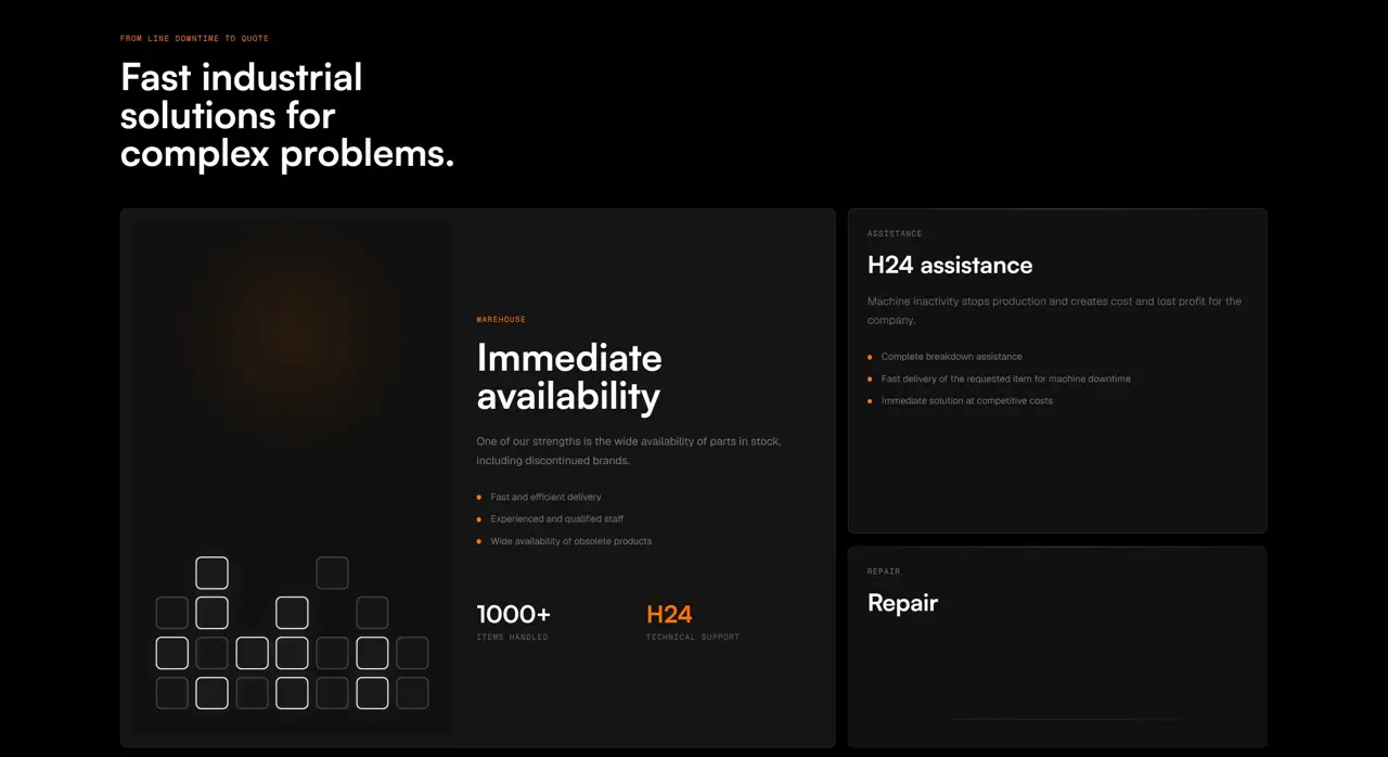 Секция «Услуги» с сайта https://promo-tech-store.vercel.app/awwwards, тематика — Другое, цвета — Черный, стиль — Карточный, Минимализм, типографика — Без засечек
