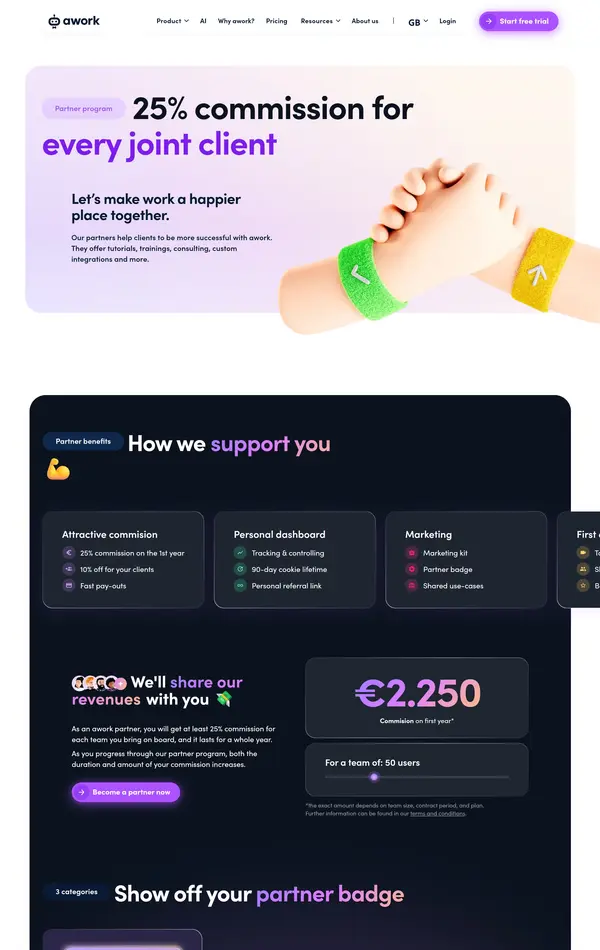 Программа лояльности awork, тематика — IT и программное обеспечение, цвета — Белый, Черный, стиль — Корпоративный, типографика — Без засечек