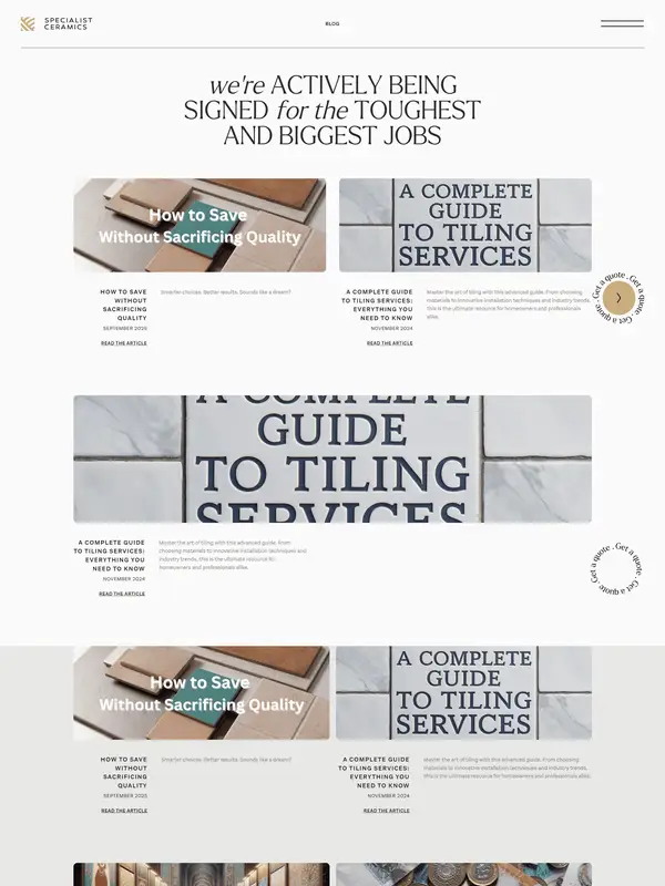 Услуги Specialist Ceramics, тематика — Строительство, цвета — Белый, Серый, стиль — Классический, Минимализм, типографика — С засечками, Без засечек