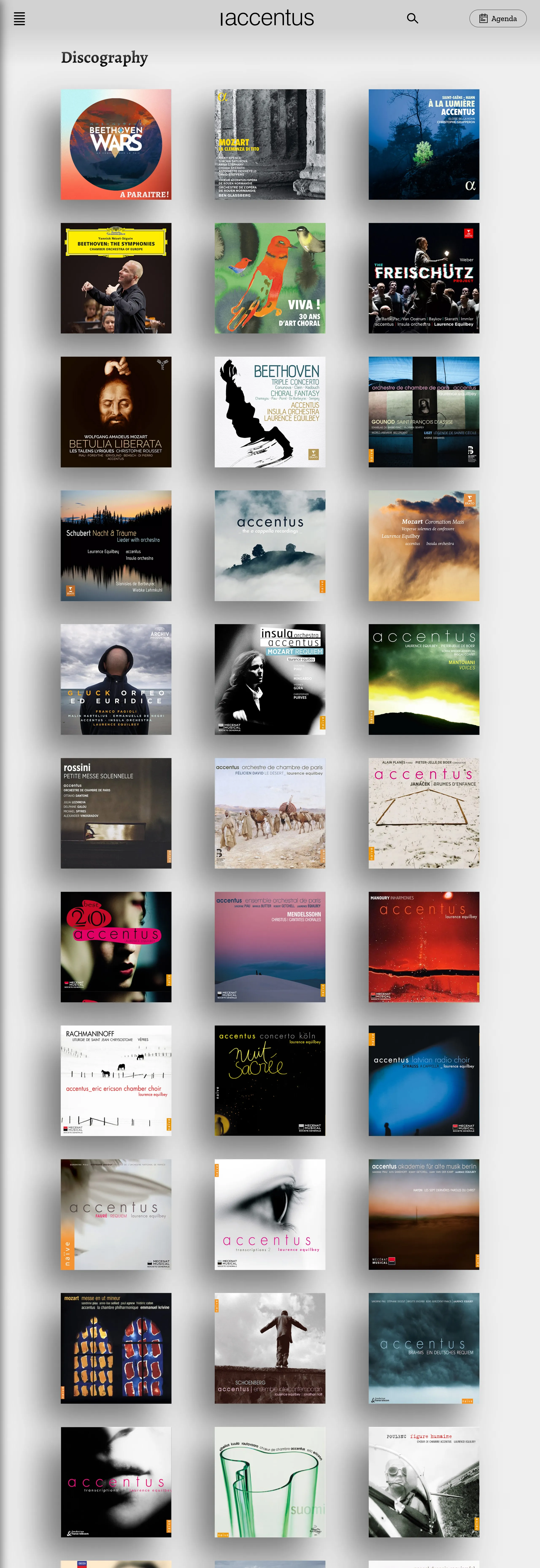 Каталог accentus, тематика — Музыка, цвета — Белый, Черный, Серый, стиль — Классический, типографика — Без засечек
