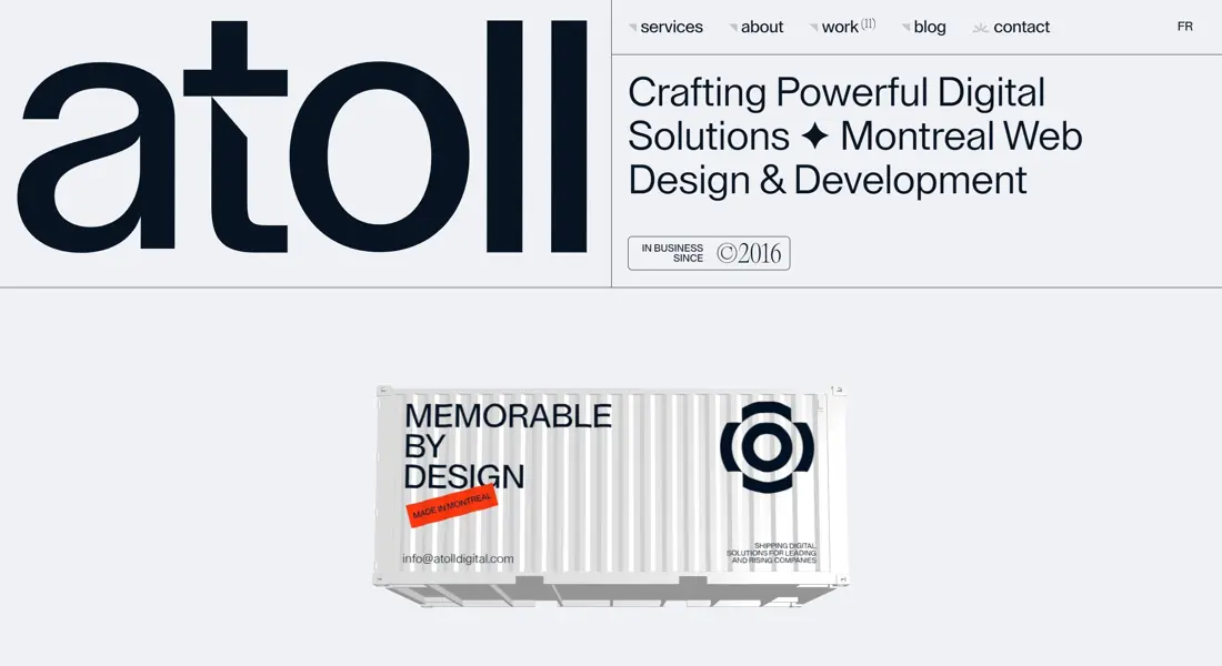 Секция «О компании» с сайта https://atolldigital.com/, тематика — Агентство , цвета — Белый, стиль — Корпоративный, Минимализм, типографика — Без засечек