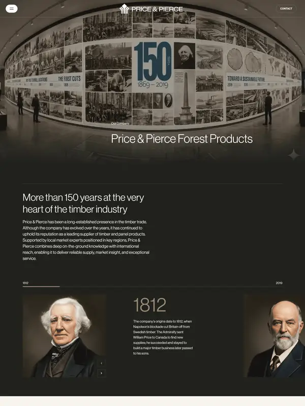 Лендинг Price & Pierce, тематика — Другое, цвета — Белый, Черный, Серый, стиль — Классический, Корпоративный, типографика — С засечками, Без засечек