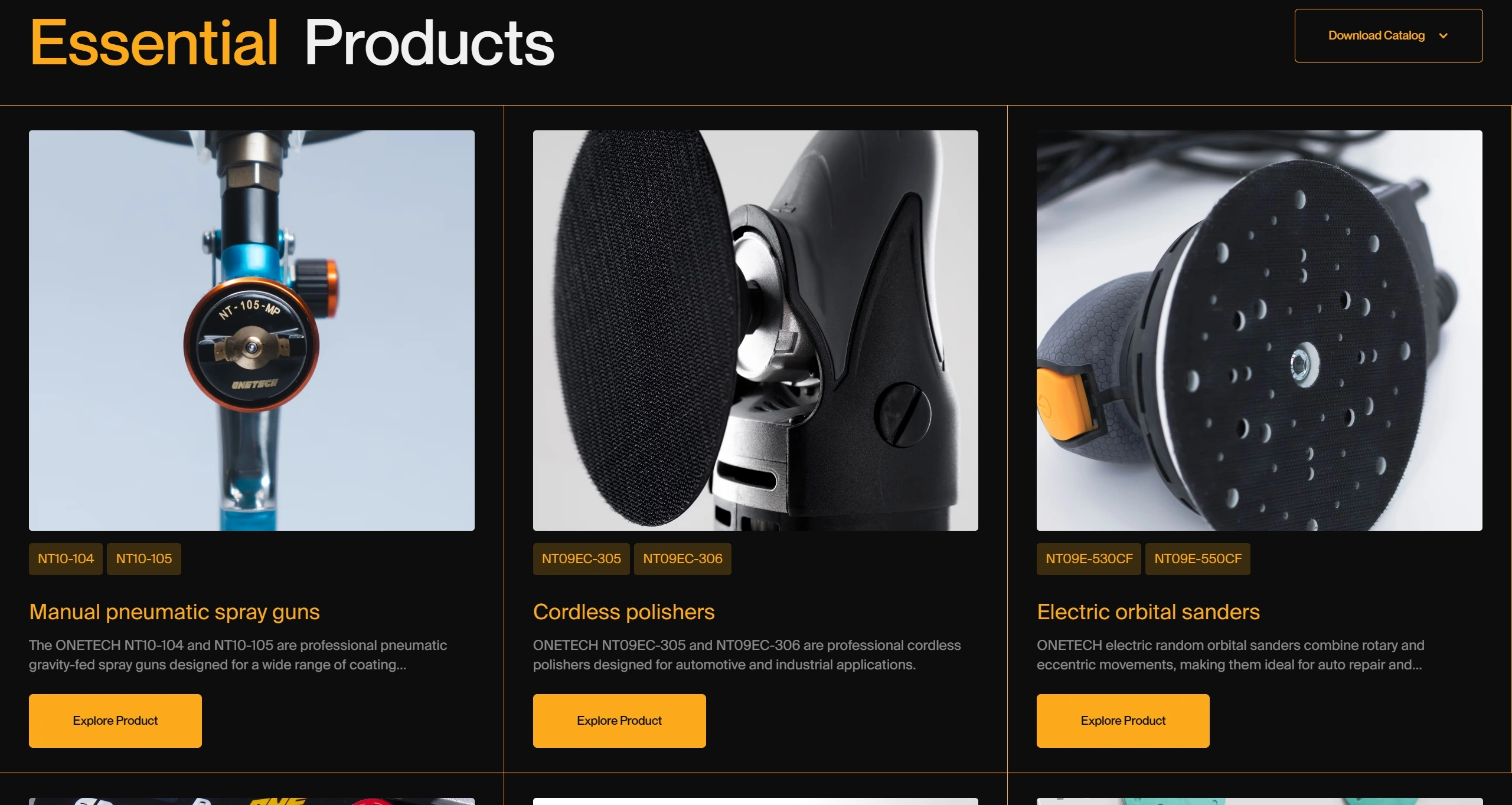 OneTech Coatings Секция «Товары» с сайта https://onetech-coatings.webflow.io/, тематика — Производство, цвета — Белый, Черный, Серый, стиль — Корпоративный, типографика — Без засечек