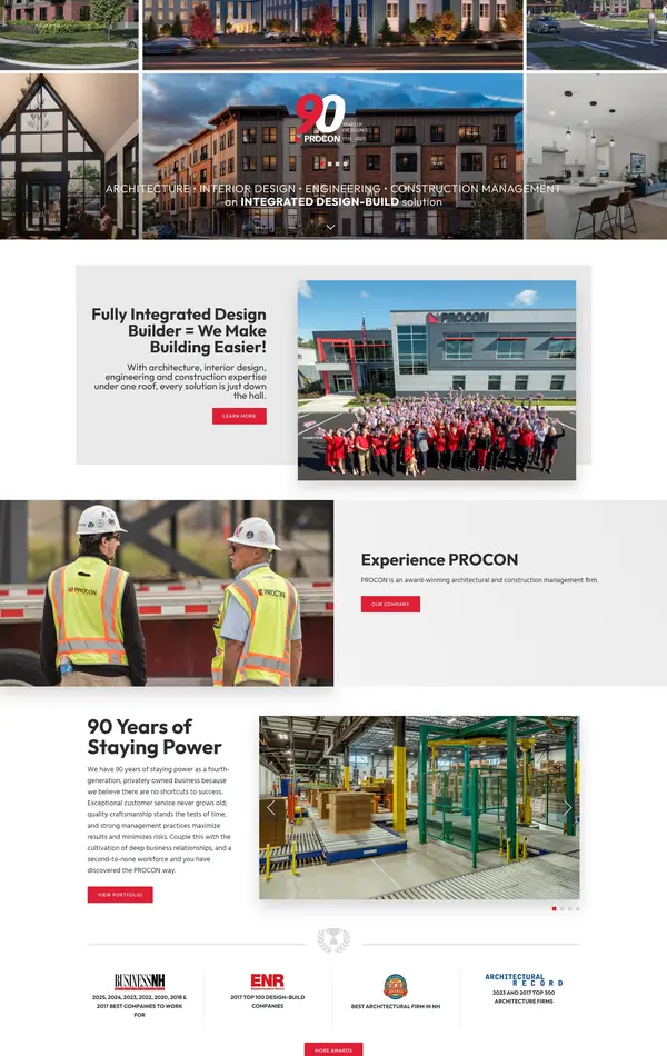 Главная Proconinc, тематика — Строительство, цвета — Белый, Черный, Серый, стиль — Корпоративный, типографика — Без засечек