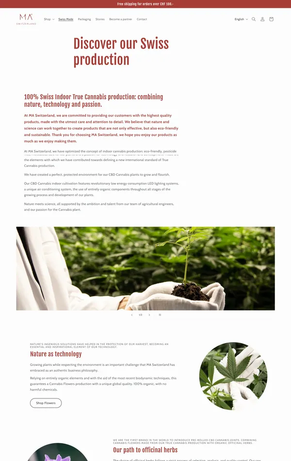 Страница о компании MA Switzerland, тематика — Интернет-магазин, цвета — Белый, стиль — Минимализм, типографика — Без засечек