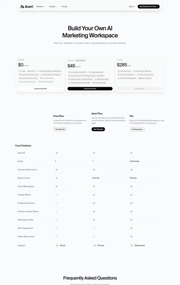 Продукт Averi, тематика — SaaS, цвета — Белый, Черный, стиль — Корпоративный, Минимализм, типографика — Без засечек