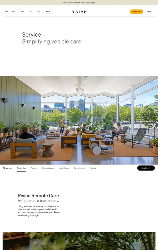 Продукт Rivian, тематика — Продукт, цвета — Белый, Черный, Серый, стиль — Корпоративный, Минимализм, типографика — Без засечек