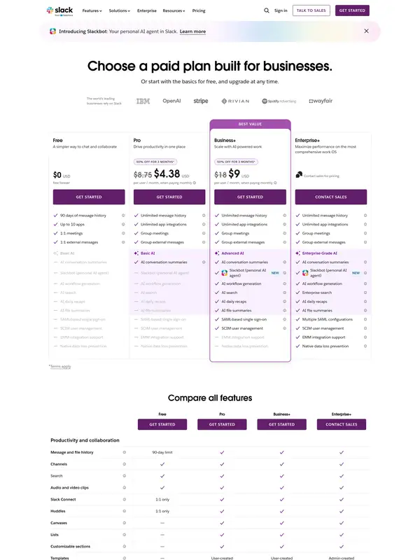 Каталог Slack, тематика — SaaS, цвета — Белый, стиль — Корпоративный, Минимализм, типографика — Без засечек