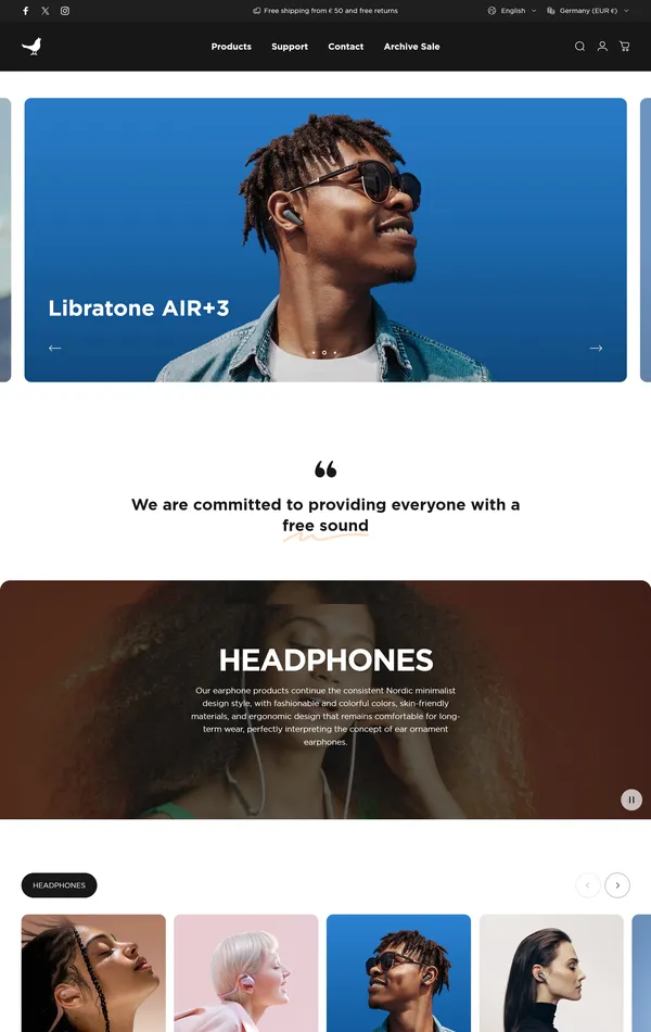 Каталог Libratone, тематика — Интернет-магазин, цвета — Белый, Черный, Серый, стиль — Корпоративный, типографика — Без засечек