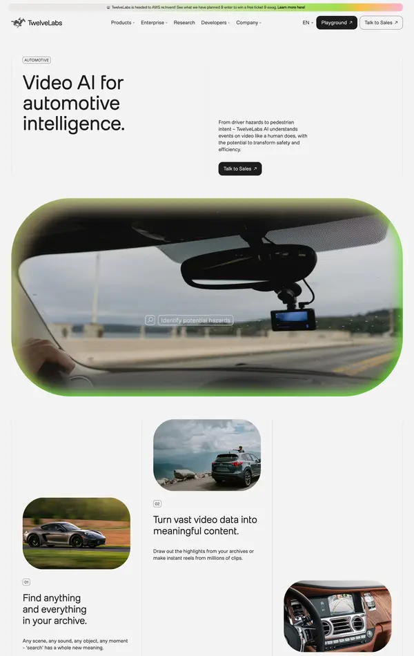 Продукт TwelveLabs, тематика — IT и программное обеспечение, цвета — Белый, Серый, стиль — Корпоративный, Минимализм, типографика — Без засечек, Моноширинные