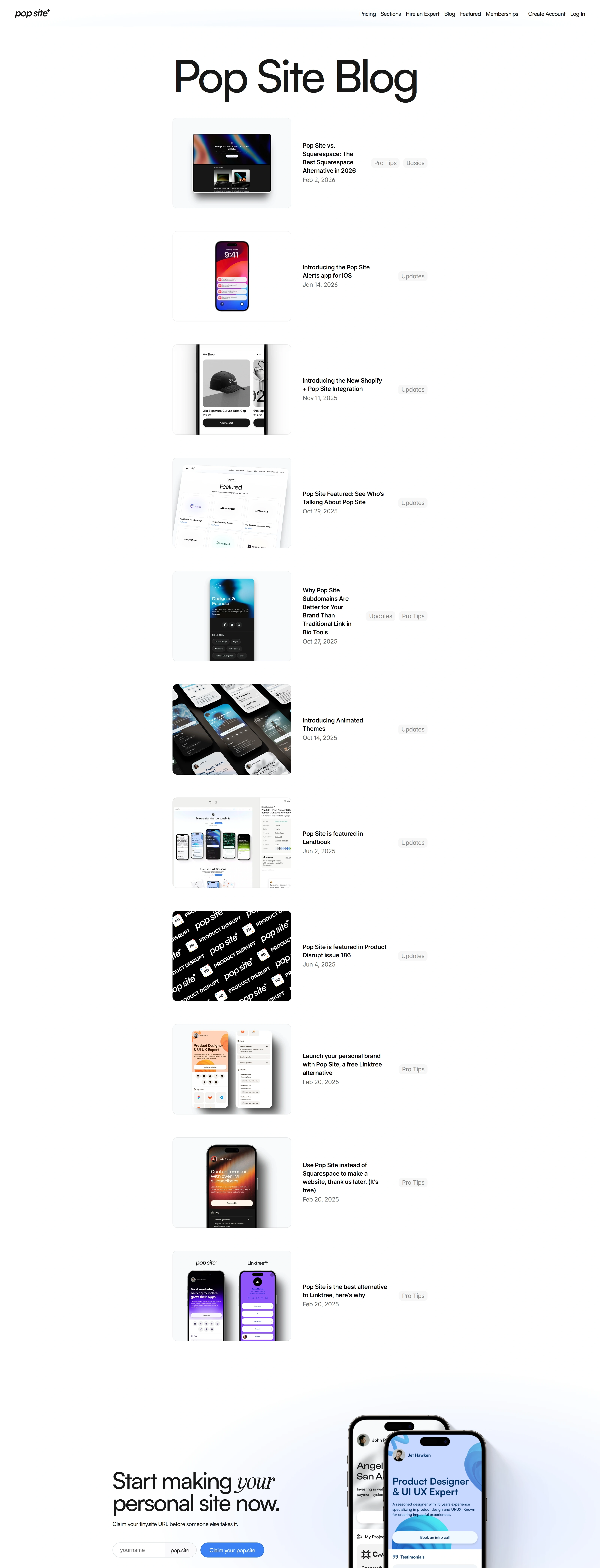 Pop Site Блог Pop Site, тематика — SaaS, цвета — Белый, Серый, стиль — Минимализм, типографика — Без засечек