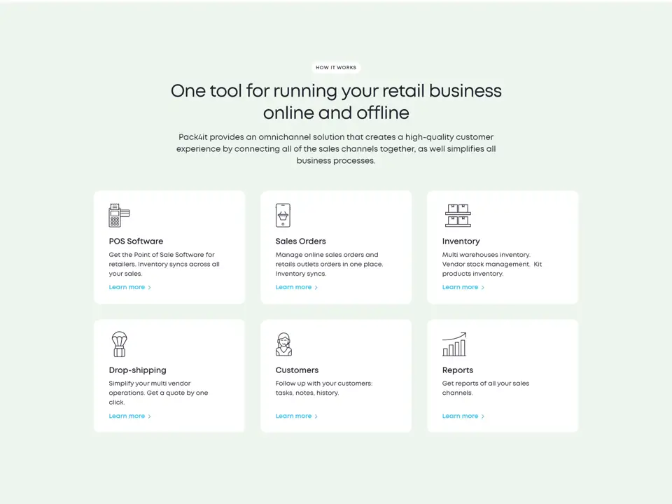 Секция «Услуги» с сайта https://pack4it.com/, тематика — SaaS, цвета — Белый, стиль — Корпоративный, Карточный, Минимализм, типографика — Без засечек