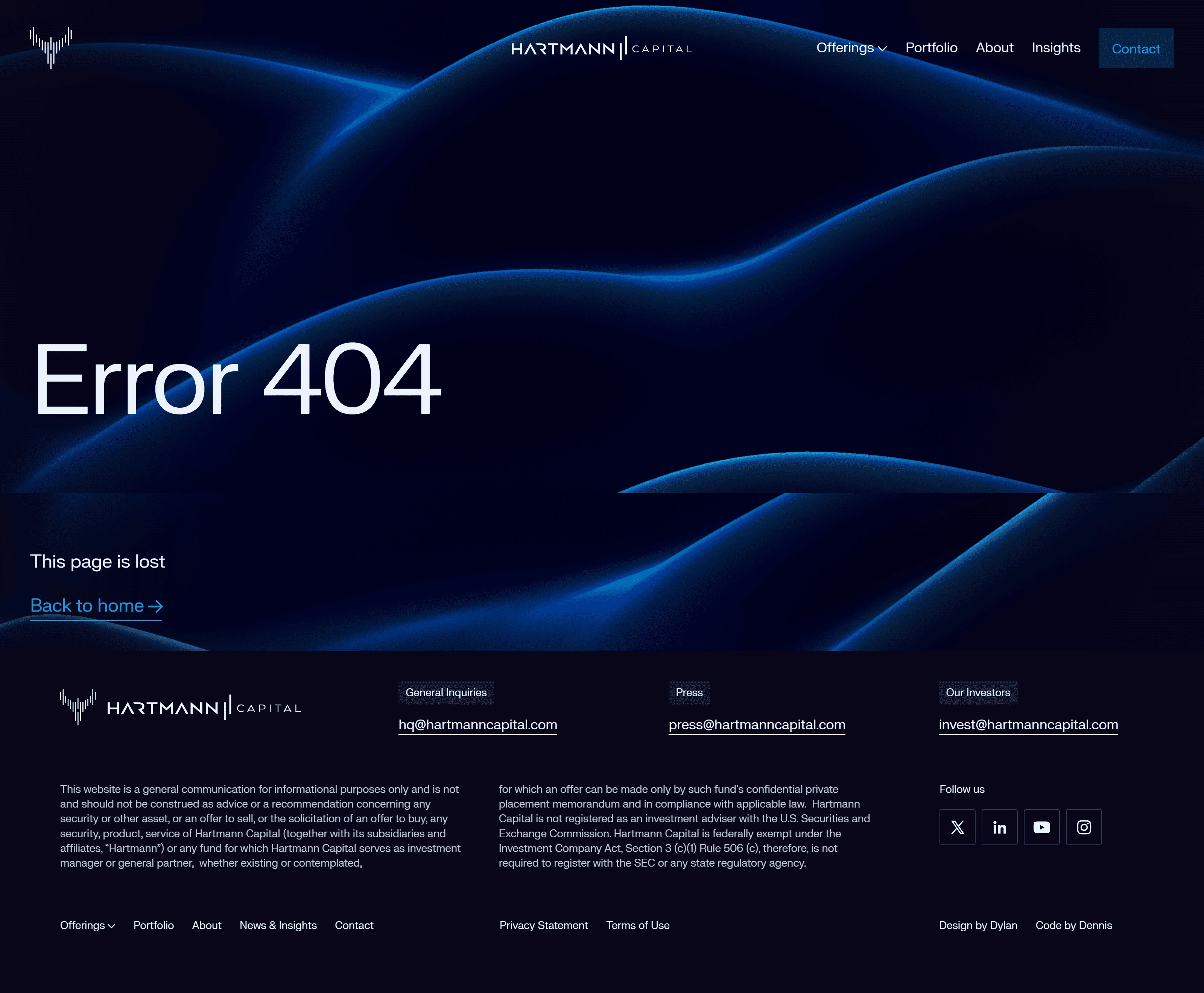 Hartmann Capital 404-страница Hartmann Capital, тематика — Финансы, цвета — Черный, стиль — Корпоративный, Минимализм, типографика — Без засечек