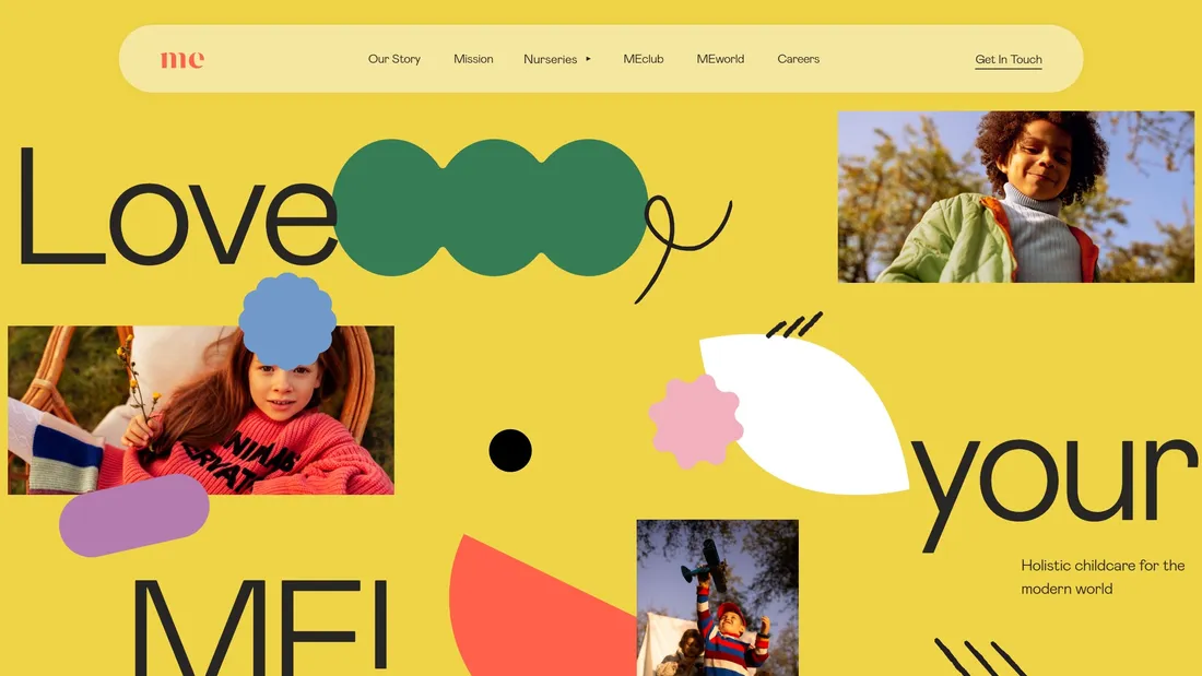 Секция «Первый экран» с сайта https://www.meplace.co/, тематика — Образование, цвета — Серый, Желтый, стиль — Брутализм, типографика — Без засечек